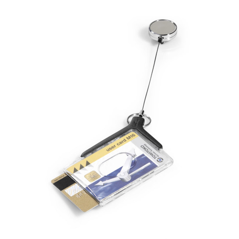 Держатель для пропуска с рулеткой Durable Card Holder Deluxe Pro Duo, шнур 80 см, 54 x 85 мм, акрил