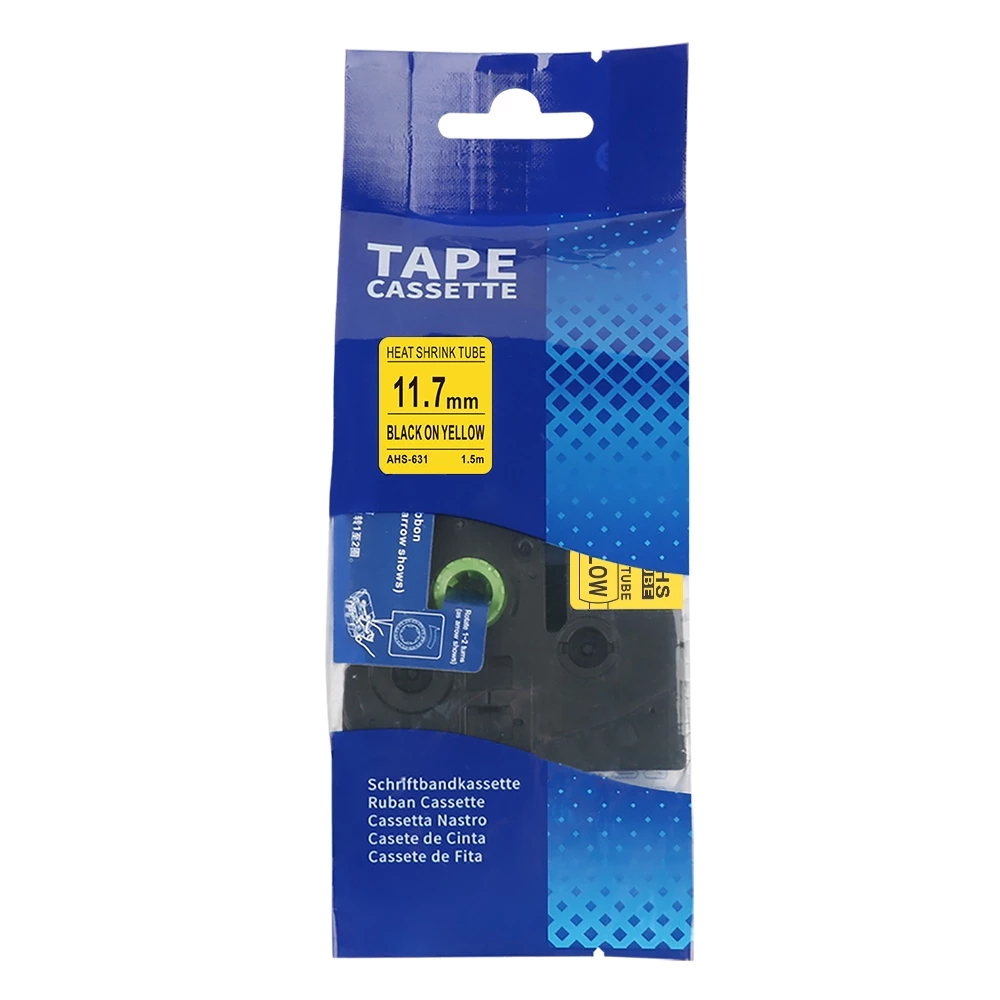Термоусадочная трубка ahs 631 для принтеров brother, 11.7 мм x 1.5 м, черный шрифт