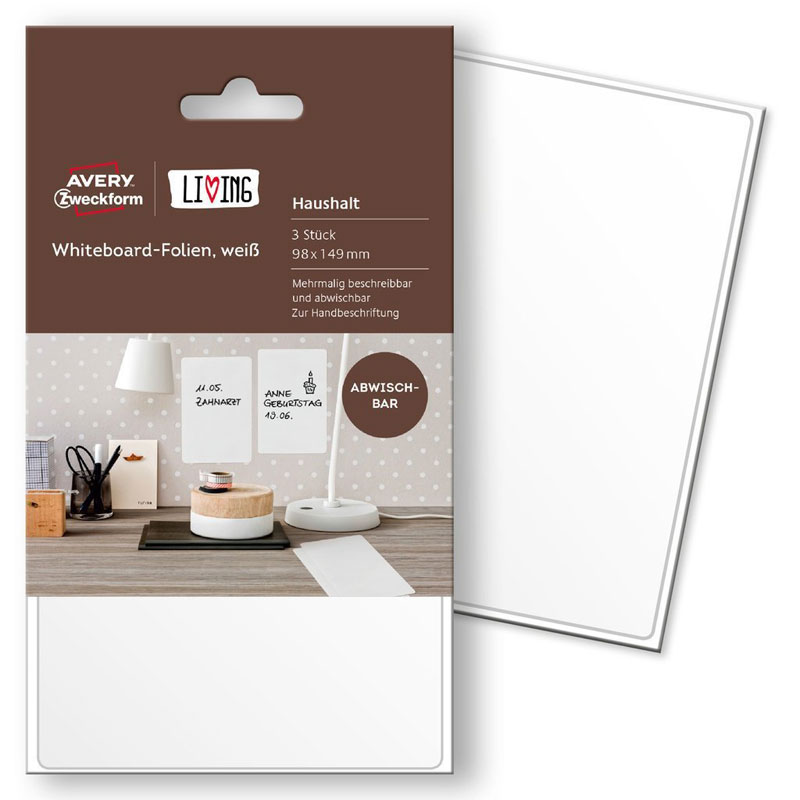 Этикетки-доски для записей Avery Zweckform Living, 98 х 149 мм, 1 штука на листе, 3 листа