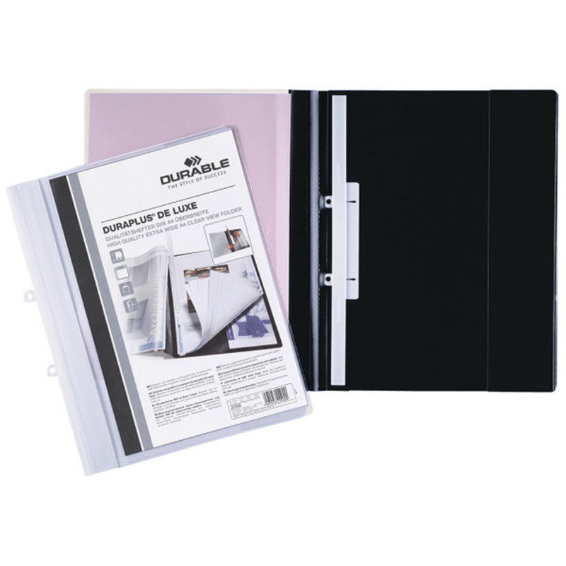 Папка-скоросшиватель для документов Durable Duraplus De Luxe, прозрачный верхний лист, А4+, ПВХ