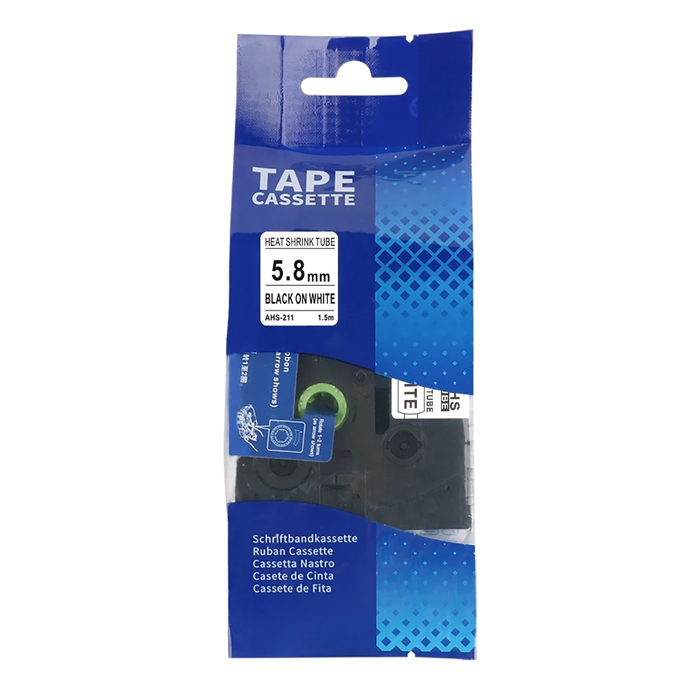 Термоусадочная трубка ahs 211 для принтеров brother, 5.8 мм x 1.5 м, черный шрифт