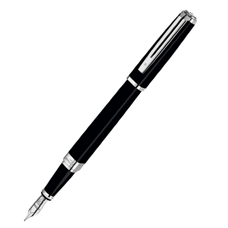 Ручка перьевая Waterman Exception Slim Black Lacquer ST, толщина линии F, перо: золото 18К, родий