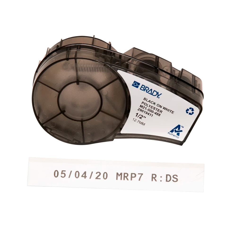 Картридж Brady M21-500-488, полиэстеровая лента, черный шрифт, 6.4 м х 12.7 мм