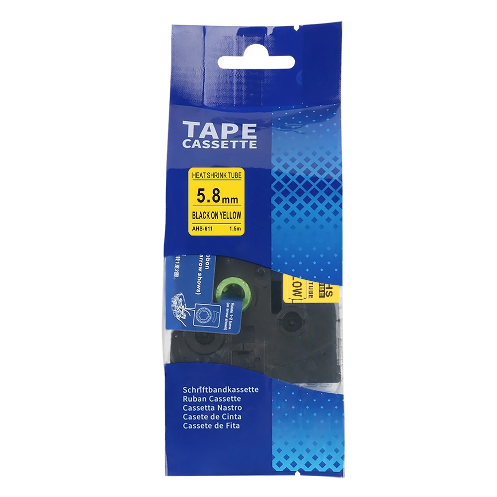 Термоусадочная трубка ahs 611 для принтеров brother, 5.8 мм x 1.5 м, черный шрифт