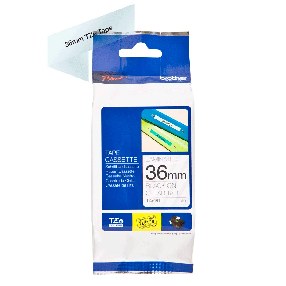 Картридж brother tze 161 с лентой 36 мм х 8 м, пластик, черный шрифт