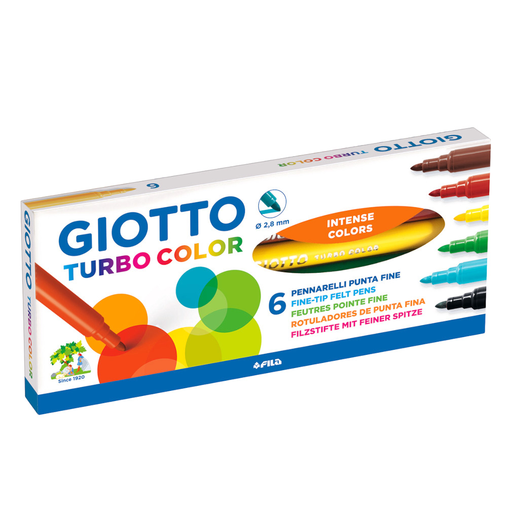 Набор фломастеров цветных Giotto Turbo Color, 2.8 мм, 6 цветов