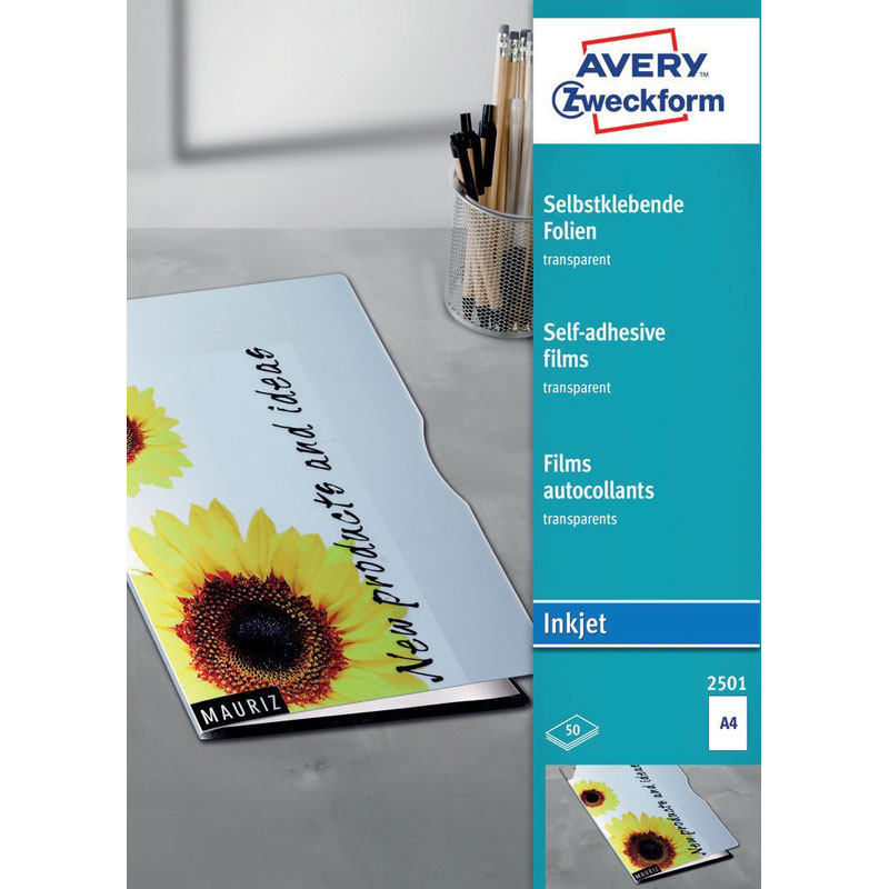Пленка самоклеящаяся Avery Zweckform, 0.17 мм, А4, 50 листов